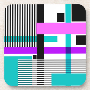 geometric pattern in striped and neon colors coaster