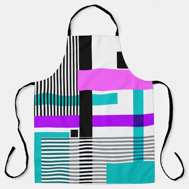 geometric pattern in striped and neon colours apron (Front)