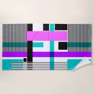 geometric pattern in striped and neon colours beach towel