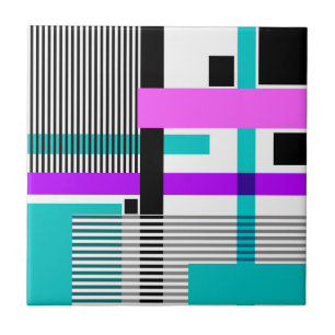 geometric pattern in striped and neon colours ceramic tile