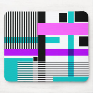 geometric pattern in striped and neon colours mouse pad