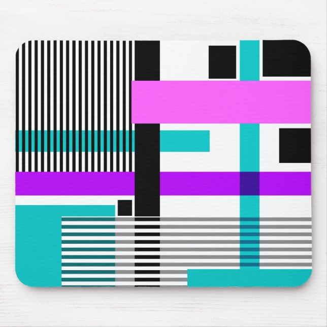 geometric pattern in striped and neon colours mouse pad (Front)