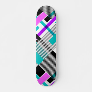 geometric pattern in striped and neon colours skateboard