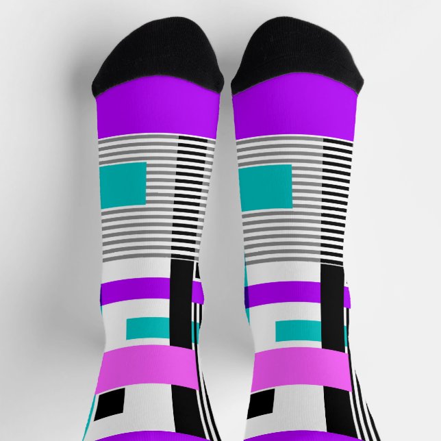 geometric pattern in striped and neon colours socks (Top)