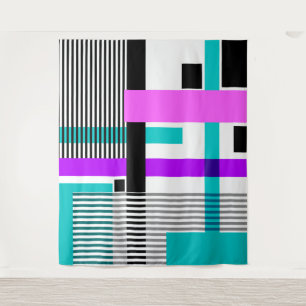 geometric pattern in striped and neon colours tapestry