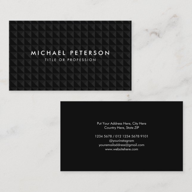 Geometric Pattern Luxury Black Business Card (Front/Back)