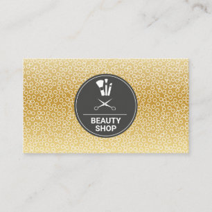 Geometric Pattern Makeup and Scissors Business Card