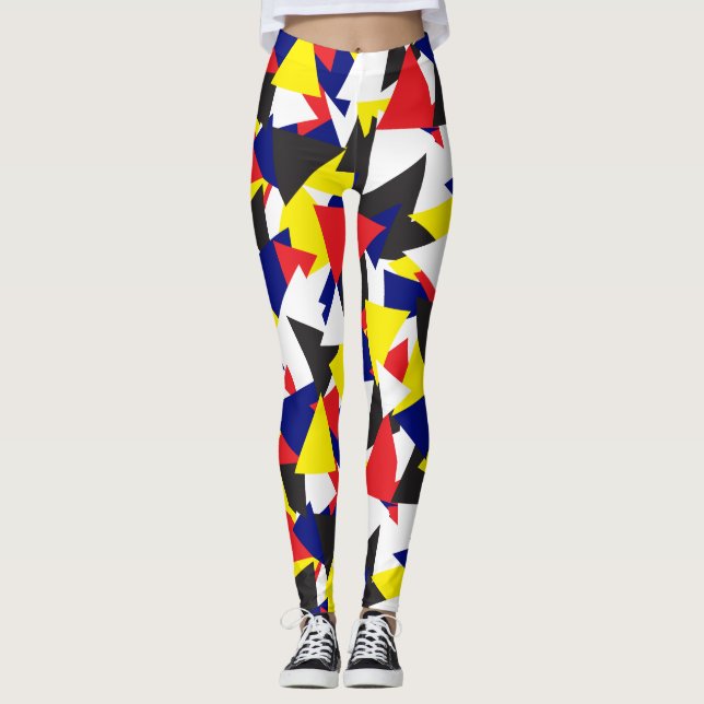 Geometric Pattern Maritime Flags Colourful Leggings (Front)