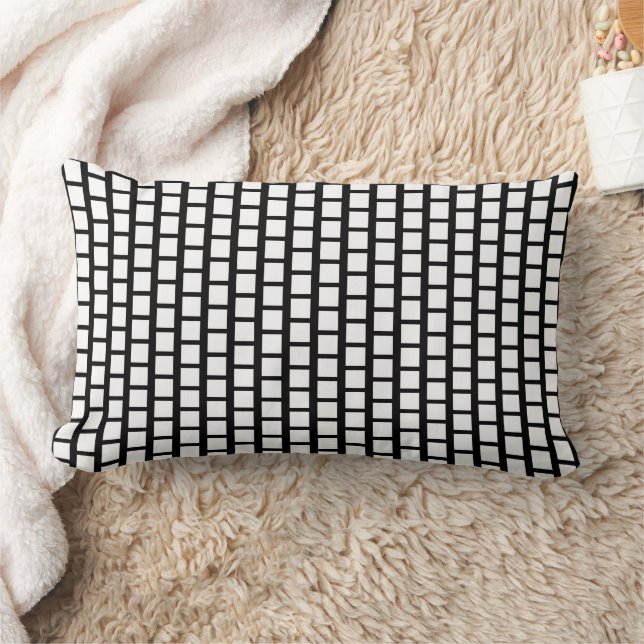 Geometric Pattern Modern Black and White Lumbar Cushion (Blanket)