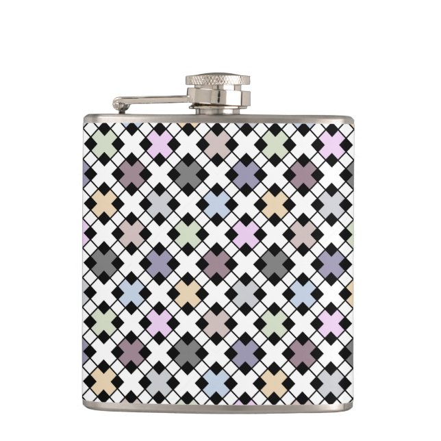  Geometric pattern multicolored Hip Flask (Front)