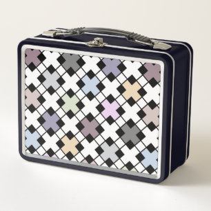 Geometric pattern multicolored metal lunch box