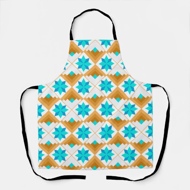 Geometric pattern multicolored patchwork apron (Front)
