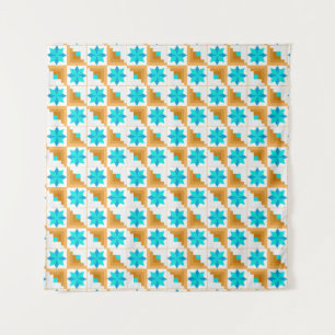 Geometric pattern multicolored patchwork tapestry