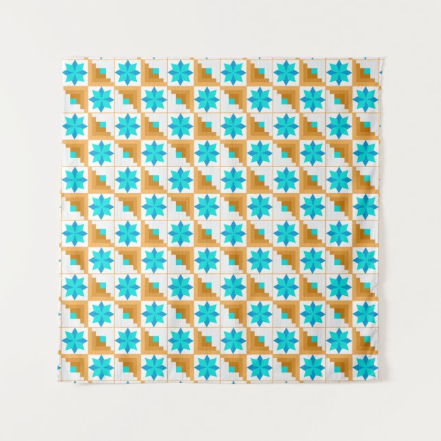 Geometric pattern multicolored patchwork tapestry (Front)