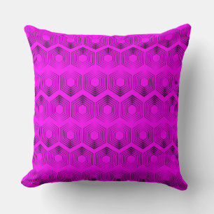 geometric pattern neon fuchsia color cushion