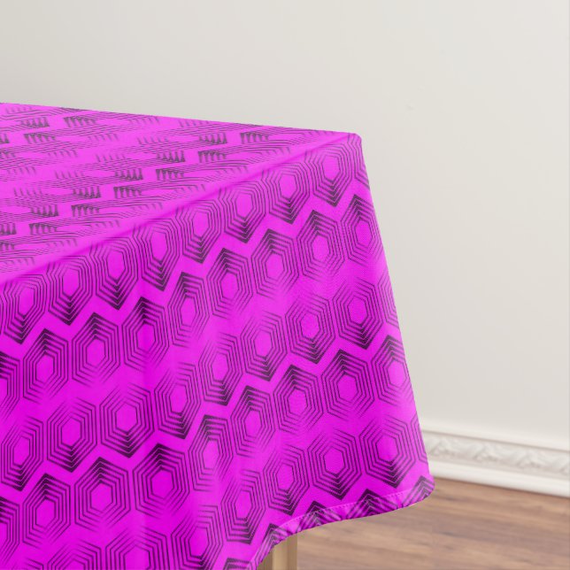 geometric pattern neon fuchsia colour tablecloth (In Situ)
