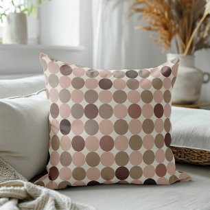Geometric pattern of brown and pink polka dots cushion