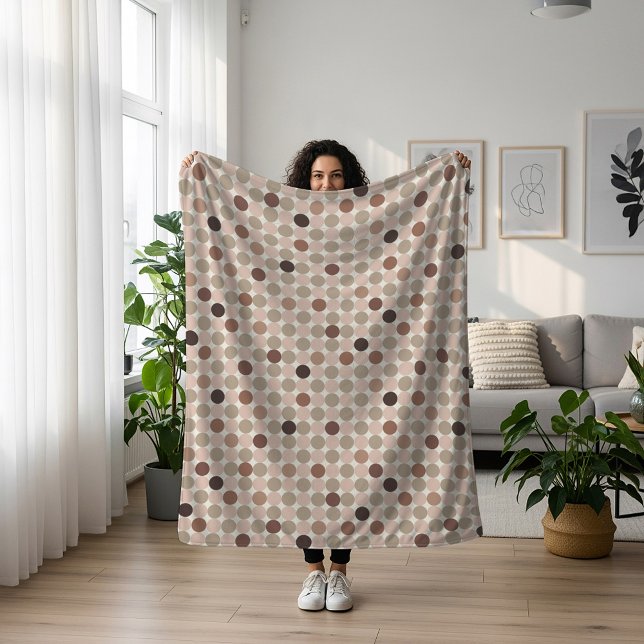 Geometric pattern of brown and pink polka dots sherpa blanket (Creator Uploaded)