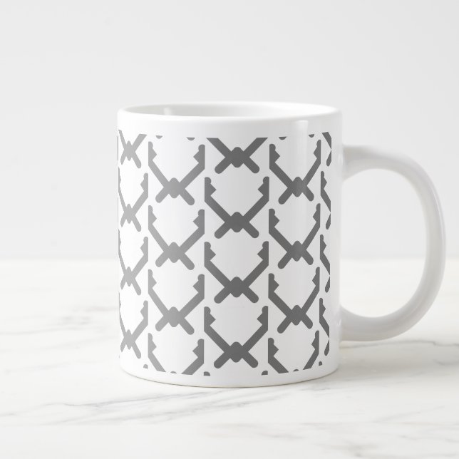 Geometric Pattern of Different Size Gray Chevrons Large Coffee Mug (Right)