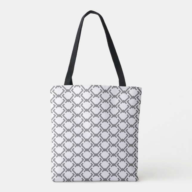 Geometric Pattern of Different Size Gray Chevrons Tote Bag (Back)