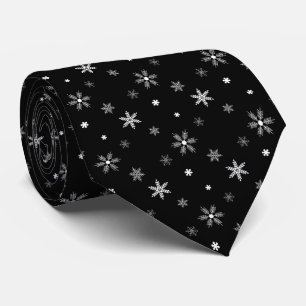 geometric pattern of flakes black neck tie