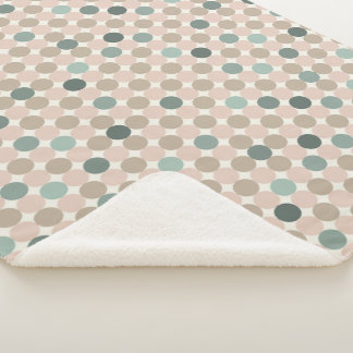 Geometric pattern of green and pink polka dots sherpa blanket