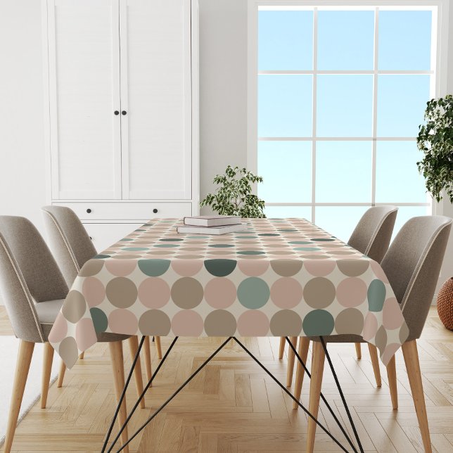 Geometric pattern of green, brown, pink polka dots tablecloth (Creator Uploaded)