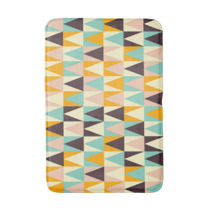 Geometric pattern of multi-colored triangles bath mat