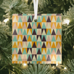 Geometric pattern of multi-colored triangles glass tree decoration