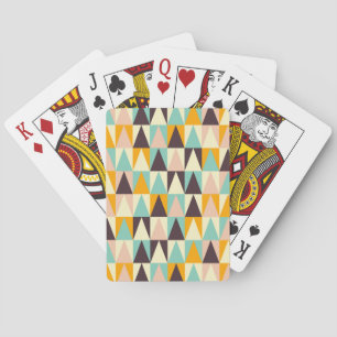 Geometric pattern of multi-colored triangles playing cards