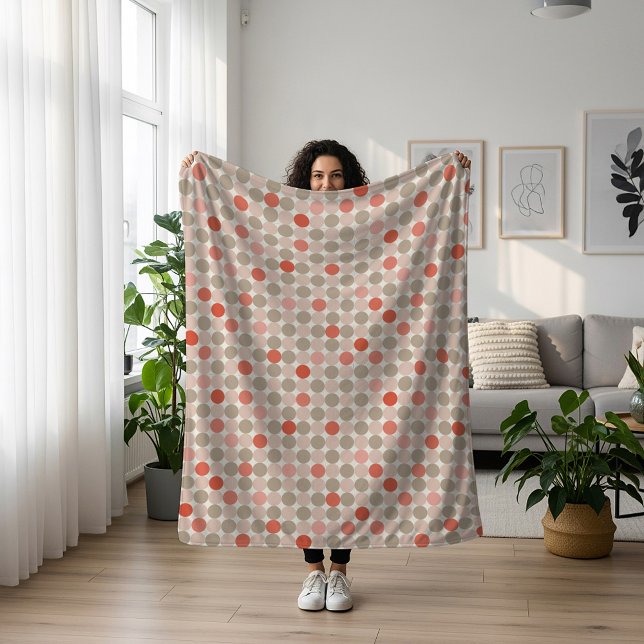 Geometric pattern of red and pink polka dots sherpa blanket (Creator Uploaded)