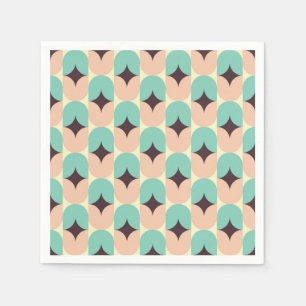 Geometric pattern of teal, beige, and black shapes napkin