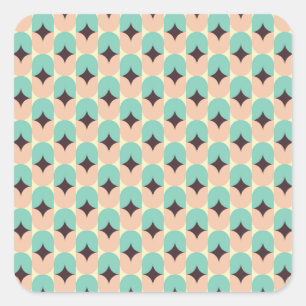 Geometric pattern of teal, beige, and black shapes square sticker