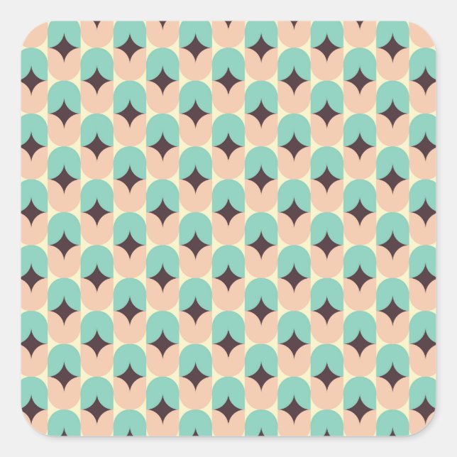 Geometric pattern of teal, beige, and black shapes square sticker (Front)