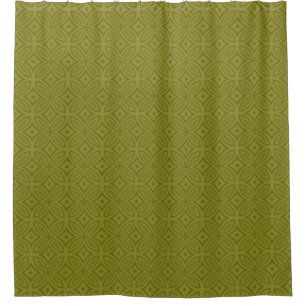 Geometric pattern of two tone olive green retro shower curtain