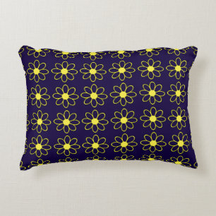 Geometric Pattern of Yellow Daisy Flowers Decorative Cushion