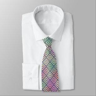 Geometric Pattern on Multicolored Background Tie