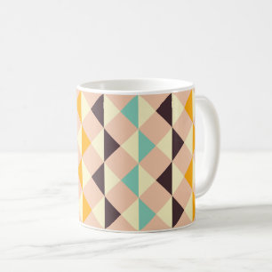 Geometric pattern overlapping diamonds & triangle coffee mug