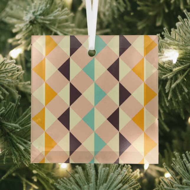 Geometric pattern overlapping diamonds & triangle glass tree decoration (Insitu)