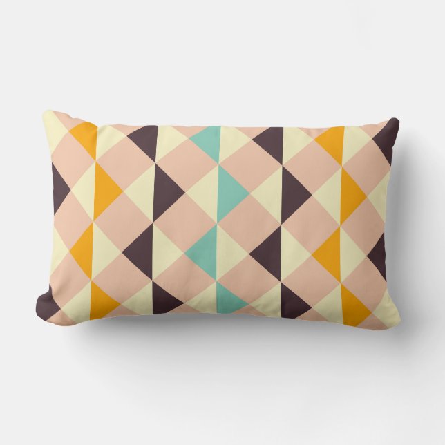 Geometric pattern overlapping diamonds & triangle lumbar cushion (Front)