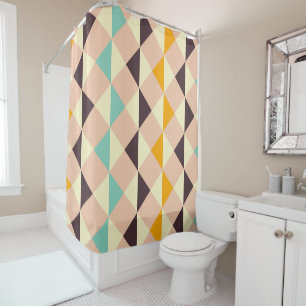 Geometric pattern overlapping diamonds & triangle shower curtain