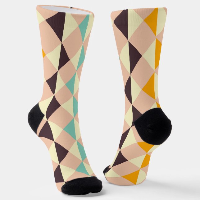 Geometric pattern overlapping diamonds & triangle socks (Angled)