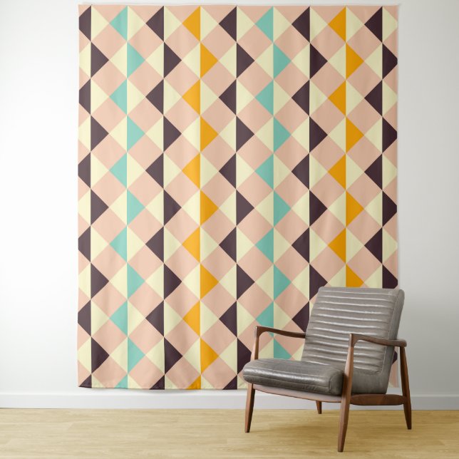 Geometric pattern overlapping diamonds & triangle tapestry (In Situ)