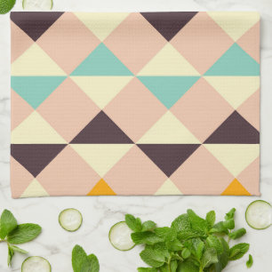 Geometric pattern overlapping diamonds & triangle tea towel