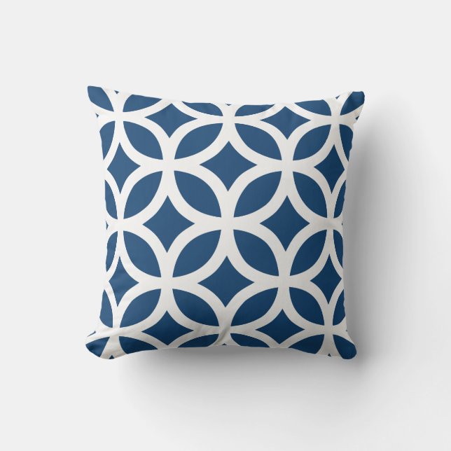 Geometric Pattern Pillow in Monaco Blue (Front)