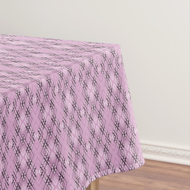 Geometric pattern retro pink diamonds tablecloth (In Situ)