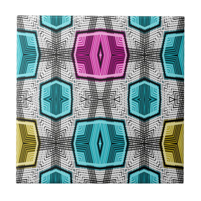 Geometric pattern retro sixties ceramic tile (Front)