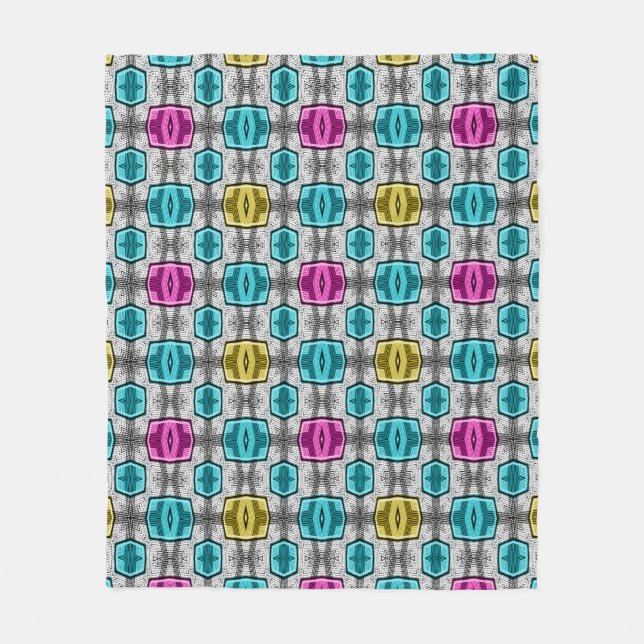 Geometric pattern retro sixties fleece blanket (Front)