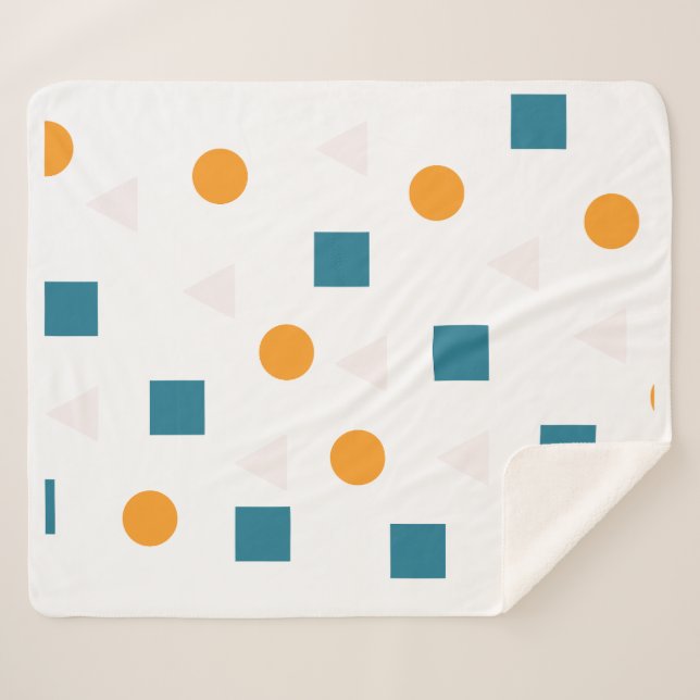 Geometric Pattern Sherpa Blanket – Cosy & Modern  (Front (Horizontal))