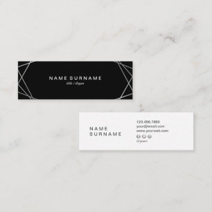 Geometric Pattern Silver Black Mini Business Card